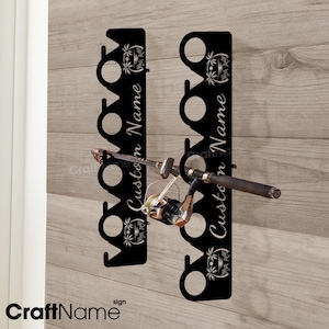 Custom Beach House Fishing Pole Holder, Wall Mount Rod Rack for Coastal Home, Nautical Fishing Decor, Garage or Dock Storage, Fisherman Gift