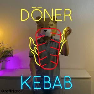 Insegna luminosa a LED Doner Kebab, insegna al neon Kebab, decorazione murale per ristorante turco Doner Kebab, arte murale per negozio di cibo turco, luci al neon Doner