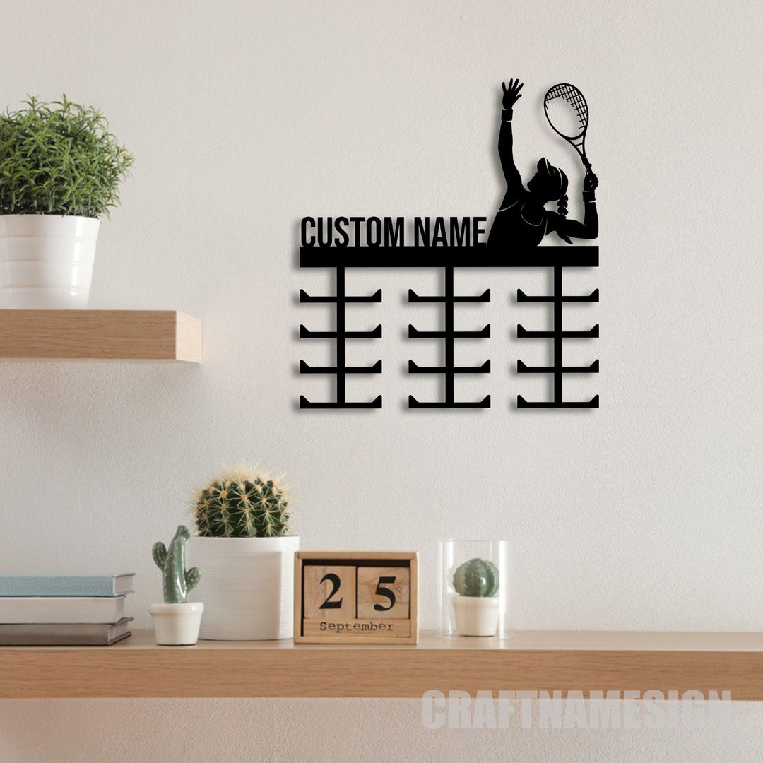 Custom Metal Tennis Medal Hanger Wall Art Led Light, Tennis Player ...