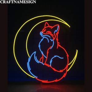 Wolf Moon Neon Sign, Wild Wolf On Moon Led Sign, Custom Neon Sign, Wolf Lover Gifts, Wild Animal Wall Decor, Bedroom Decor, Wolf Led Light