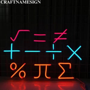 Math Neon Sign, Math Equation Led Sign, Custom Neon Sign, Gift For Math Teacher, Back To School Gift, Mathematics Classroom Wall Decor