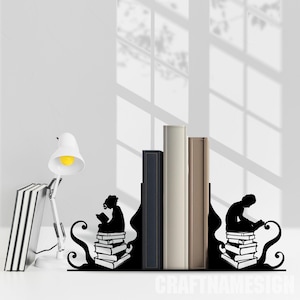 Custom Bookend Reading Book Metal Table Decor, Personalized Name Book End, Book Stand Black Metal Art, Book Nook Office Decor for Book Lover