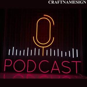 Podcast Neon Sign, Podcast Microphone Led Sign, Custom Neon Sign, Podcast Recording Studio Wall Decor, Podcast Radio Music Club Wall Art