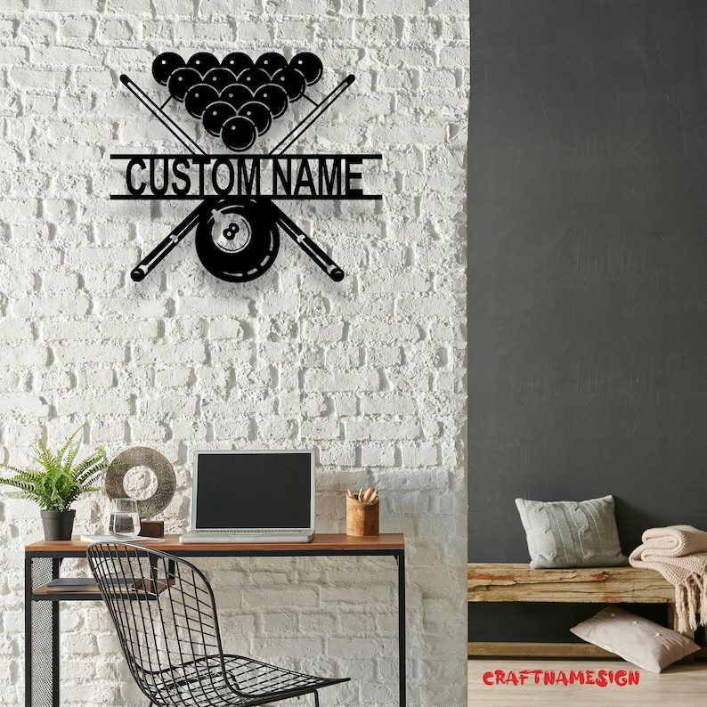 Custom Billiards Metal Wall Art With LED Light Personalized Etsy