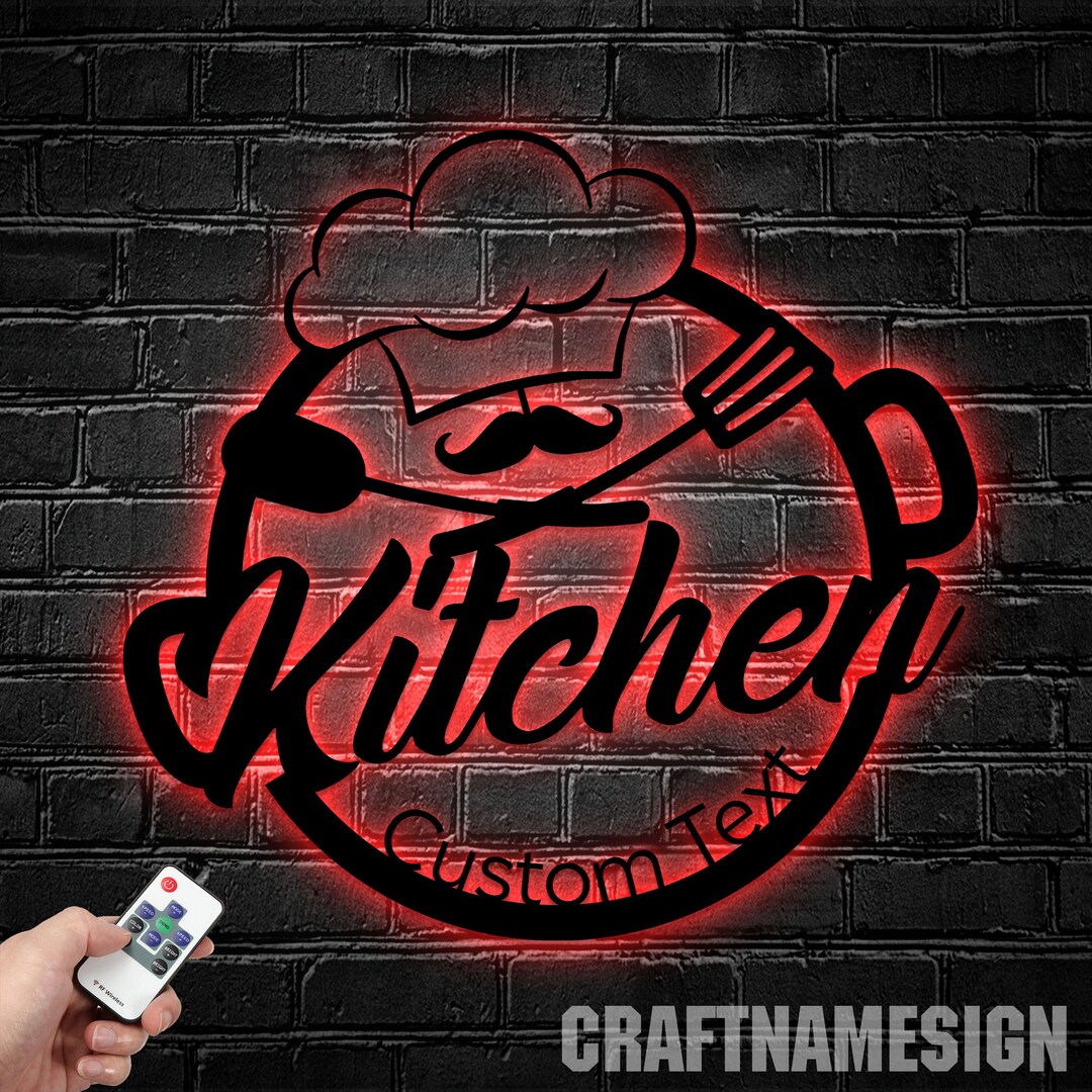 Personalized Kitchen Metal Wall Decor, Chef Hat Metal Sign, Custom ...