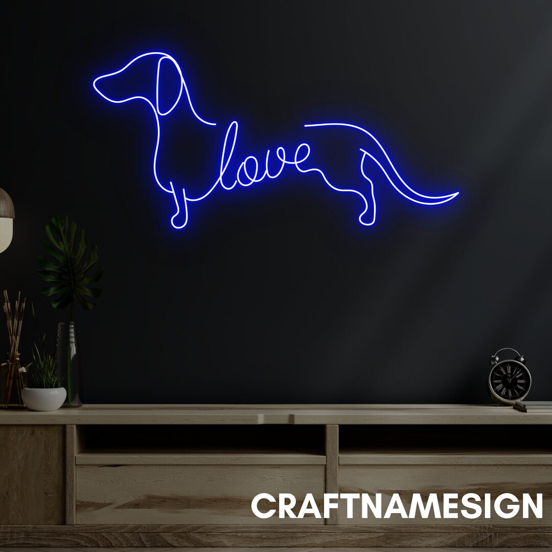 Minimalist Love Dachshund Neon Sign, Dachshund Led Sign, Custom Neon ...
