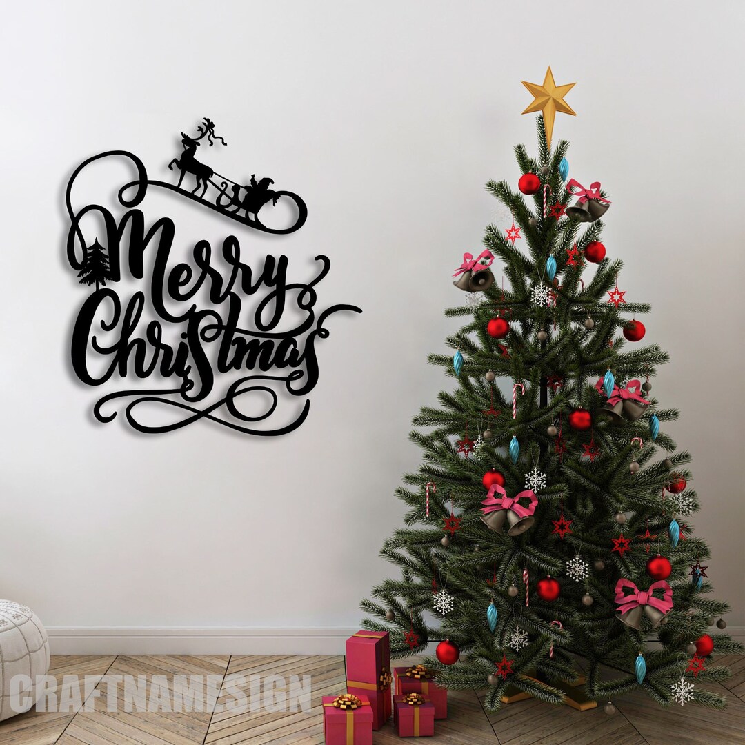Merry Christmas Metal Wall Art Led Light Christmas Metal Wall Etsy