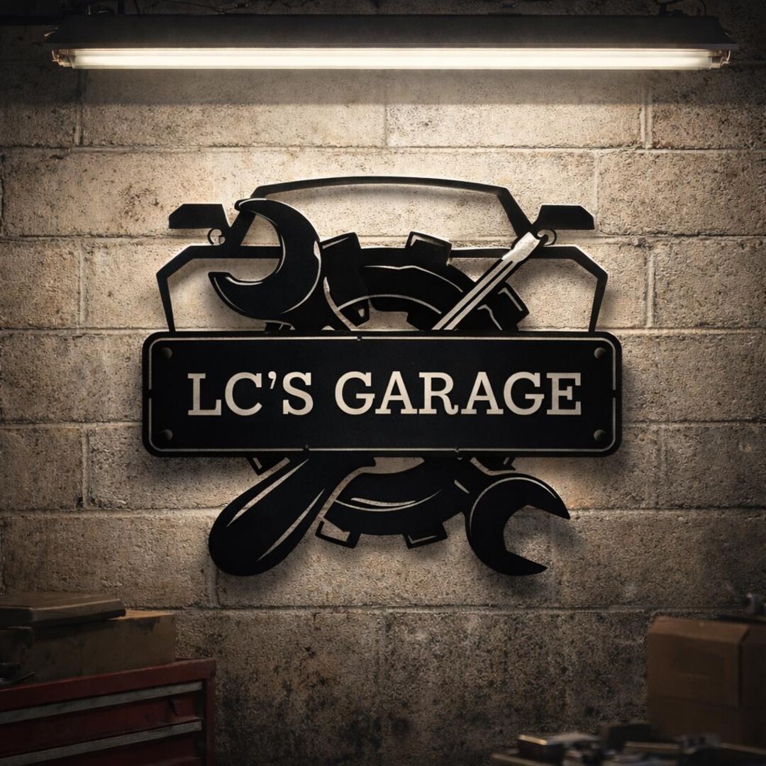 Personalized Mechanic Garage Metal LED Sign, Custom Name, Home Decor - Etsy