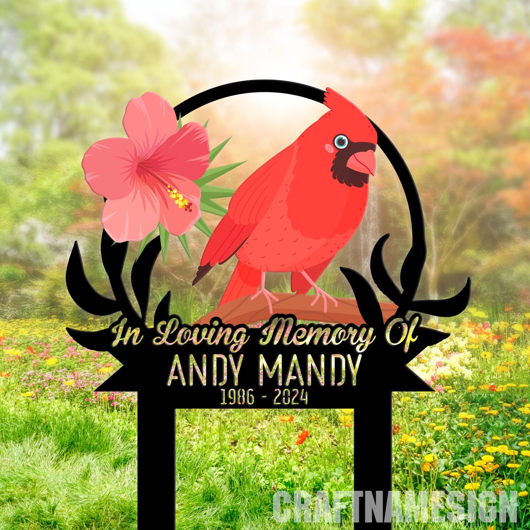Cardinal Memorial Custom Northern Cardinal Memorial Stake, Personalized Red Cardinal Bird ...