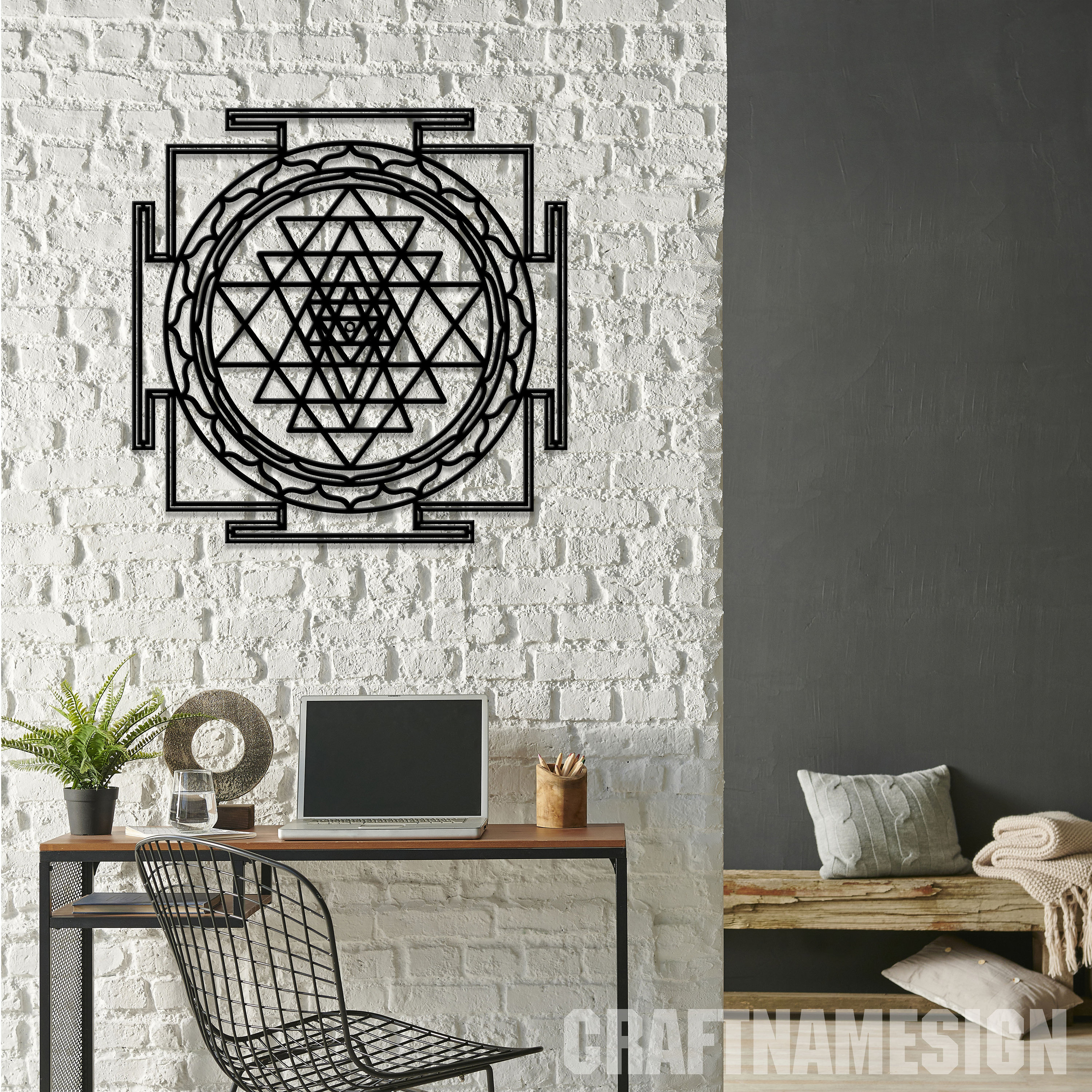 Sri Yantra Sacred Geometry Metal Wall Art Led Light, Metal Sign ...