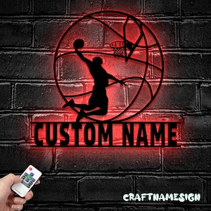 Custom Female Basketball Metal Wall Art LED Light - Personalized Girl Player Lover Sign Home Decor - Ideal for Home Decor & Gift