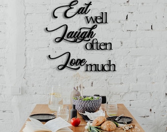 Eat Well Laugh Often Love Much Metal Sign For Kitchen Decoration, Wall Hangings, Idea Home Decor & Gift, Kitchen Dinning Metal Wall Art