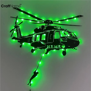 Custom Helicopter Metal Wall Art LED Light, Personalized Helicopter Pilot Name Sign Home Decor - Ideal for Home Decor & Gift, Military Gift