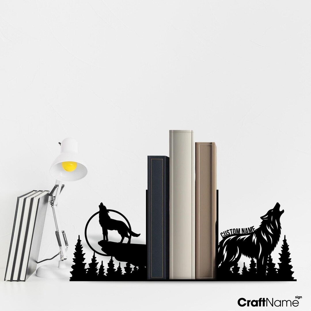 Personalized Day And Night Metal Bookend, Moon Sun Metal Bookends