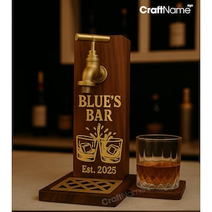 Custom Name Wooden Whiskey Dispenser, Engraving Liquor Dispenser for Home Bar Pub Decor, Beverage Decanter, Unique Gift for Husband Dad