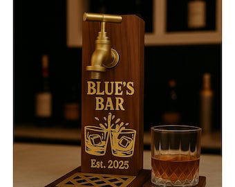 Custom Name Wooden Whiskey Dispenser, Engraving Liquor Dispenser for Home Bar Pub Decor, Beverage Decanter, Unique Gift for Husband Dad