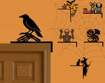 Halloween Raven Door Corner Metal Decor, Crow Door Topper for Haunted Home and Gothic Room Decoration, Perfect Gift for Him