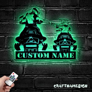 Custom Father Son Snowmobile Metal Wall Art LED Light - Personalized Ski-Doo Name Sign Home Decor - Ideal for Home Decor & Gift