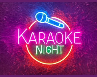 Neon na noc karaoke, znak LED na noc karaoke, niestandardowy neon, dekoracja muzyczna na imprezę, kinkiet do baru karaoke, prezenty dla miłośników śpiewu