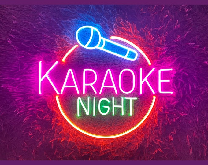 Karaoke Night Neon Sign, Karaoke Night Led Sign, Custom Neon Sign, Music Party Decor, Karaoke Bar Pub Wall Light, Singing Lover Gifts