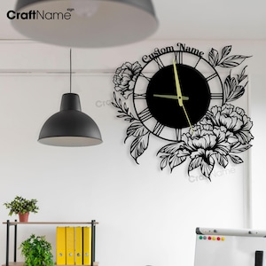Custom Carnation Metal Wall Clock, Wall Clock Unique for Home Decor and Wall Arts, Personalized Floral Wall Clock For Flower Shop Decor