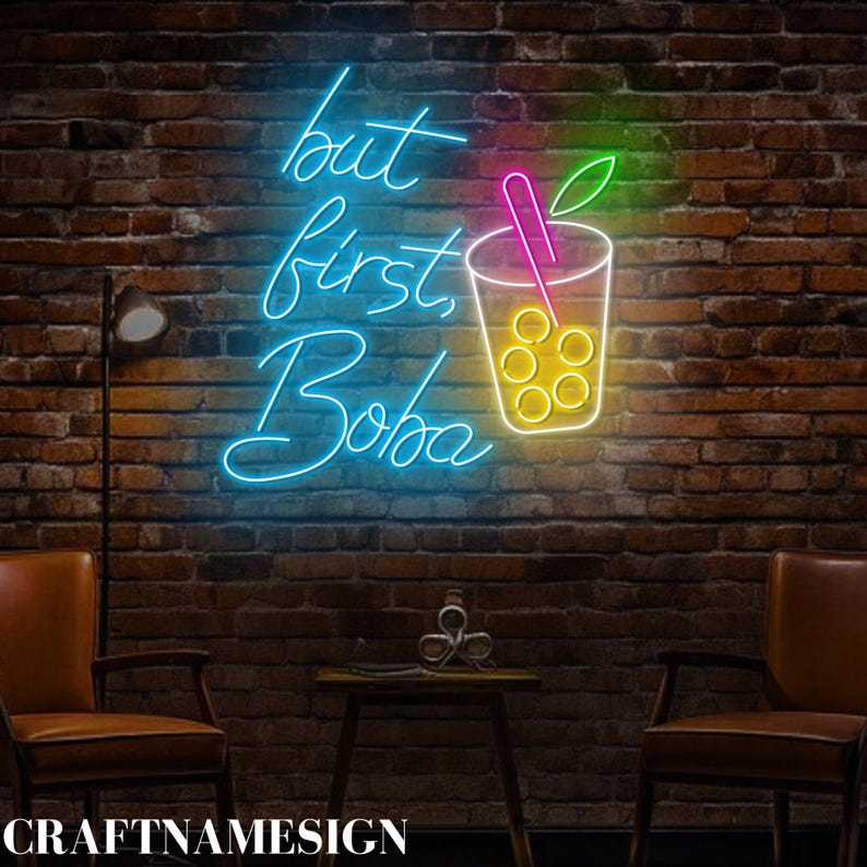 But First Boba Neon Sign, Boba Tea Led Sign, Custom Neon Sign, Milk Tea ...