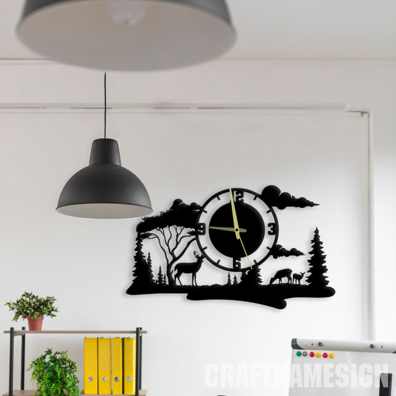 Meadows Deer DIY Wall Clock, Wall Clock Unique for Home Decor and Wall ...