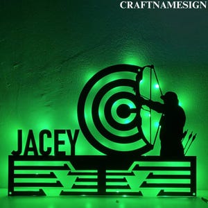 Custom Archer Medal Hanger Wall Art Led Light, Archery Medal Holder, Archery Hanger Gifts, Medal Display Awards Sign, Sport Medal Hanger