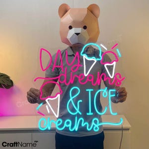 Day Dreams & Ice Creams Led Wall Decor, Neon Led Sign for Ice Cream Shop Wall Art, Ice Cream Led Light, Dessert Bar Neon Wall Decor