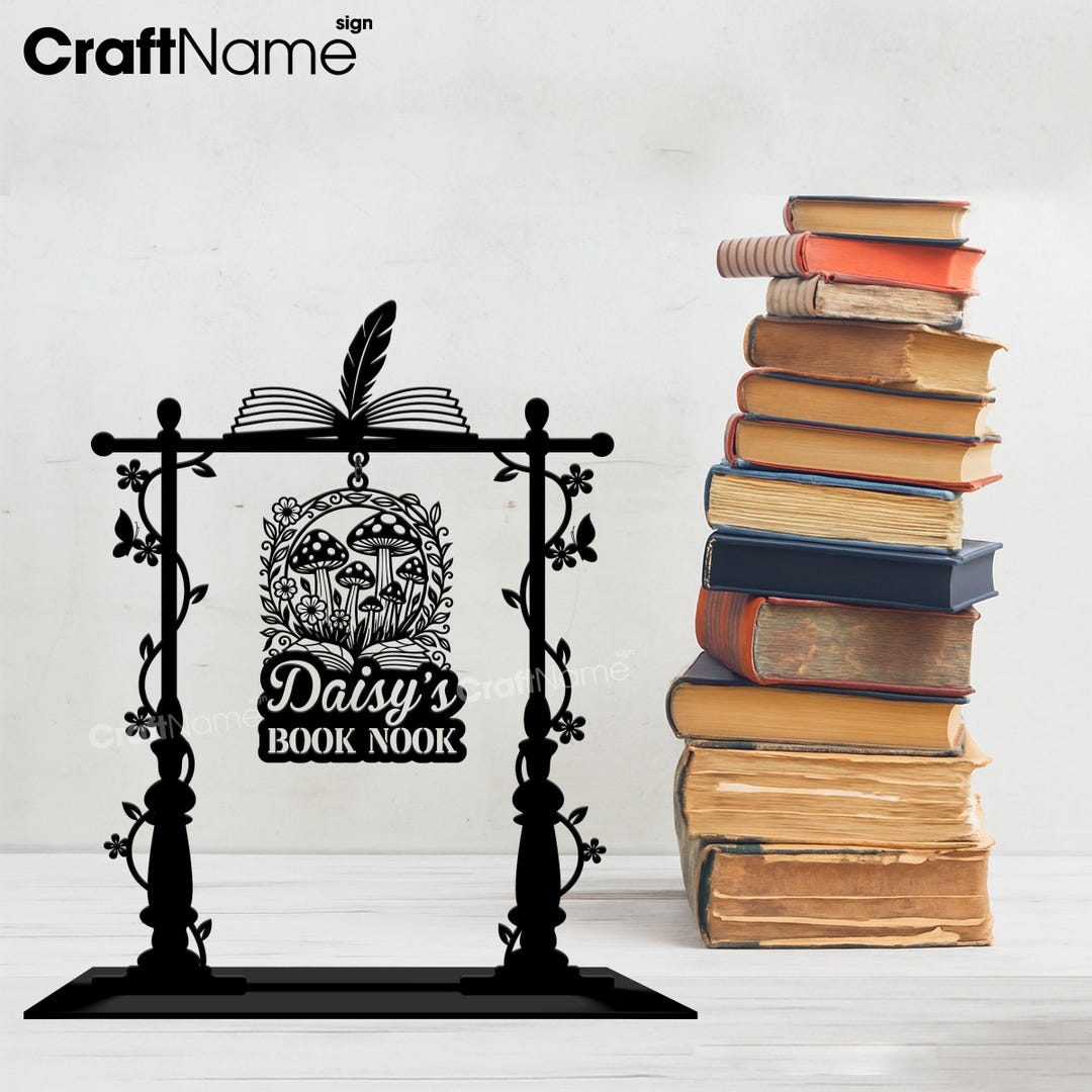 Personalized Mushroom Signpost Metal Art, Book Nook or Reading Corner ...