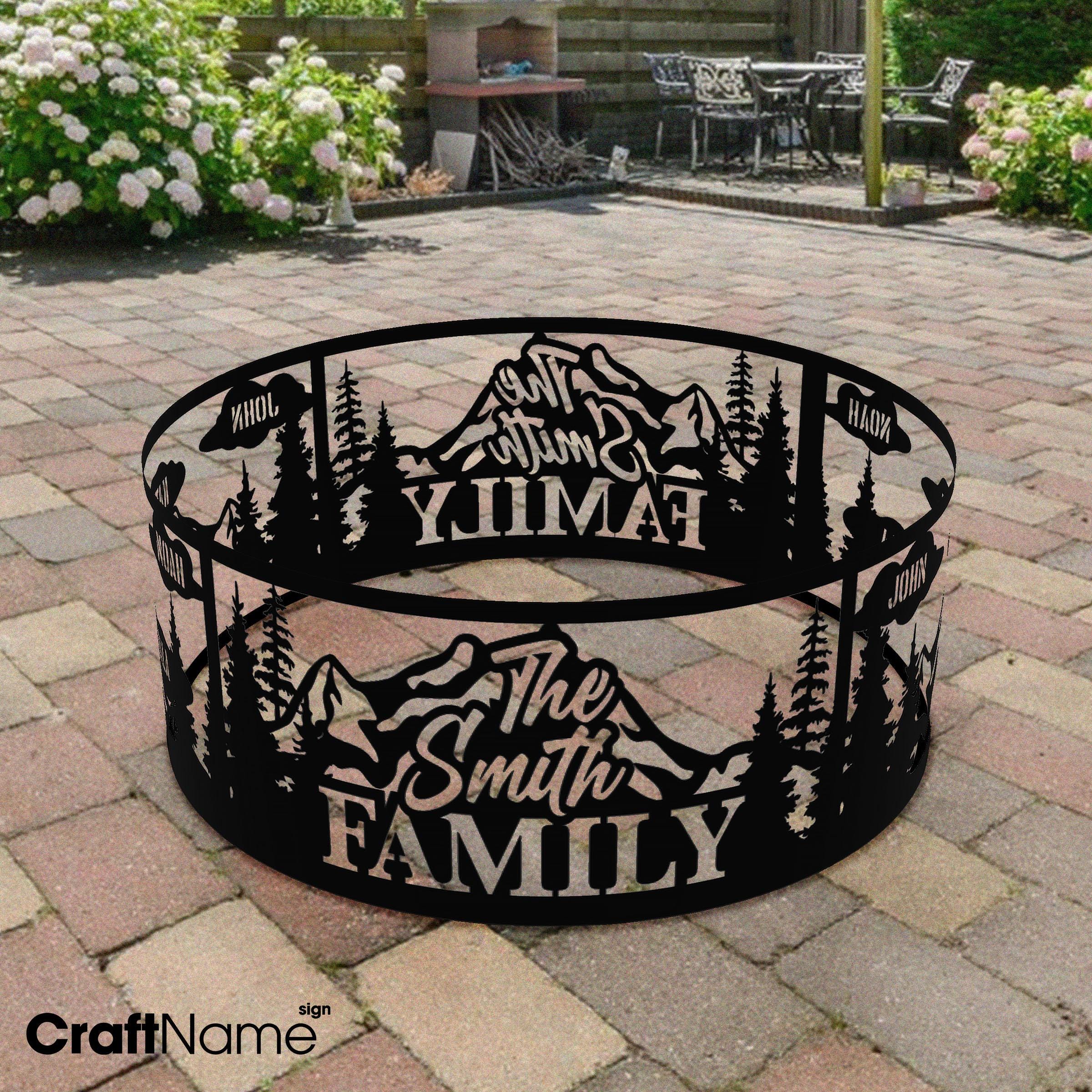 Custom Family Name Fire Ring, Personalized Metal Fire Pit, Outdoor Family Decor, Unique Gift for Family Gatherings & Backyard Fun