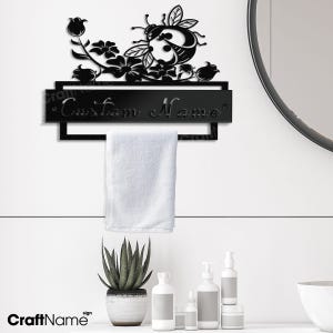 Portasciugamani in metallo con fiori di coccinella personalizzati, decorazione per il bagno in metallo personalizzata, portasciugamani con coccinella, gancio per il bagno, portasciugamani da parete