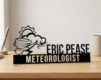 Custom Wooden Meteorologist Desk Name Plate, Weather Forecasting Gift