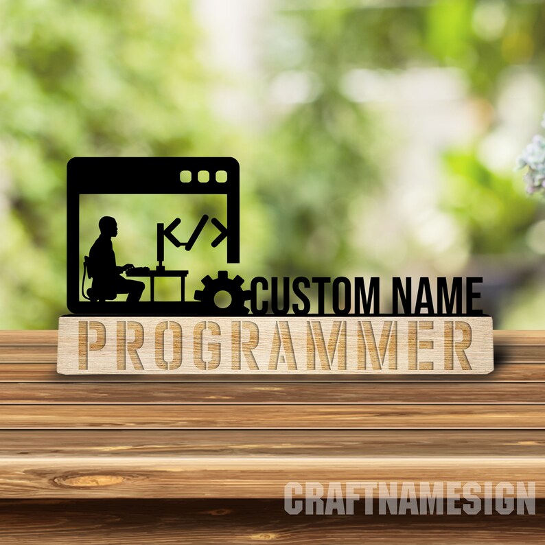 Custom Wooden Programmer Desk Name Plate, Programmer Metal Nameplate ...