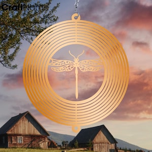 Dragonfly Copper Wind Spinner for Garden and Yard Decor, Hanging Windspinner Outdoor Art, Gift for Gardeners and Nature Lovers