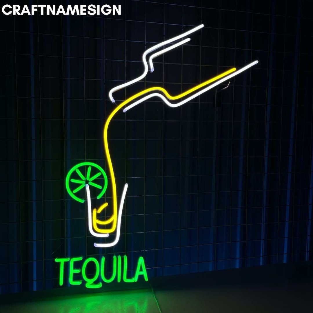Tequila Pouring Neon Sign, Tequila Cocktail Led Sign, Custom Neon Sign ...