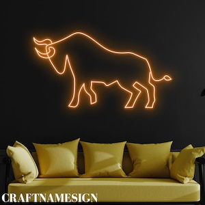 Bull Neon Light, Western Bull Led Light For Rodeo Bar Decor, Custom Neon Led Sign, Man Cave Decor, Bedroom Wall Art, Rodeo Bull Decor