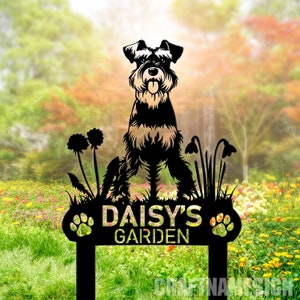 Custom Miniature Schnauzer Memorial Stake, Schnauzer Dog Memorial Plaque with Stake, Grave Marker, Metal Yard Stake, Metal Grave Stake