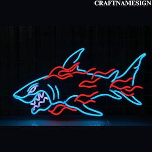 Shark Fire Neon Sign, Fire Shark Led Sign, Custom Neon Sign, Shark Lover Gift, Sea Animal Wall Decor, Shark Hunter Gift, Bedroom Decor