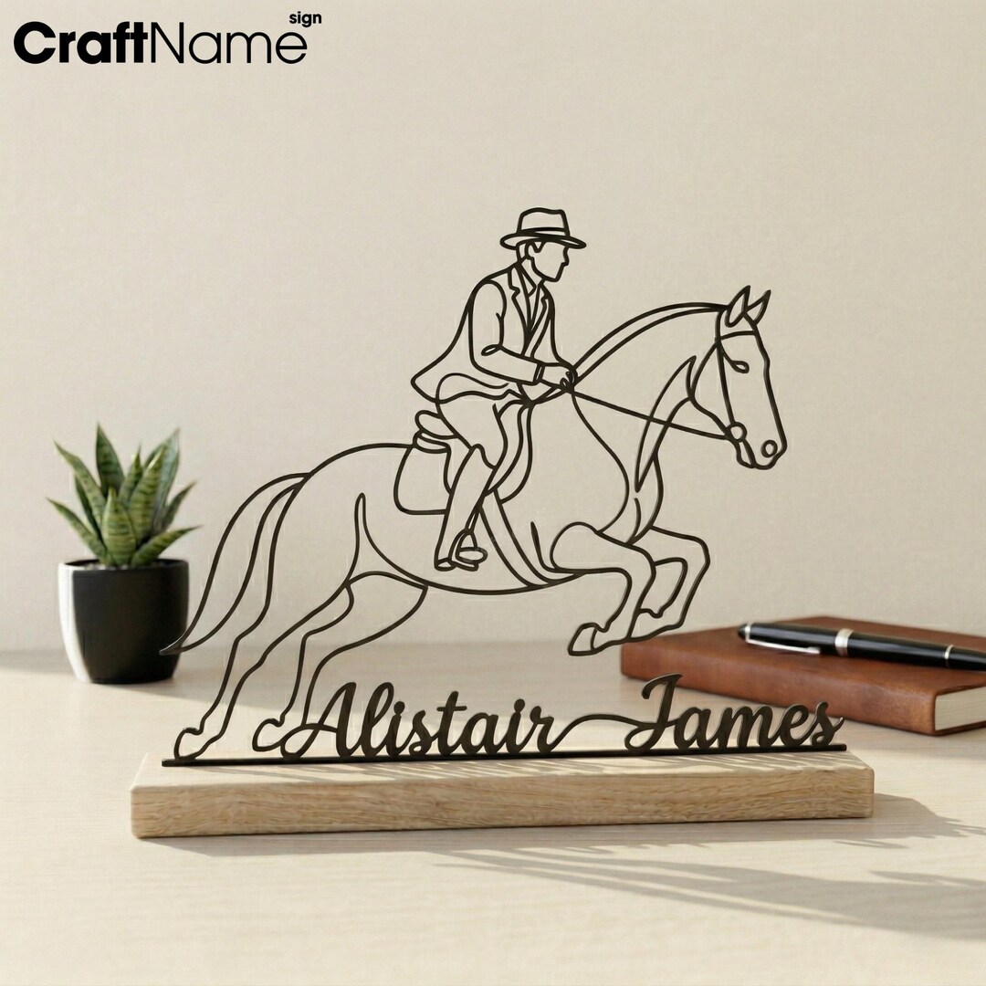 Modele Table Riders Equestrian Rider Metal Table Art, Custom Name Horse Sport Desk Decor ...
