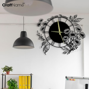 Custom Daisy Metal Wall Clock, Modern Metal Flower Clock, Unique Indoor Decor, Personalized Modern Daisy Wall Clocks, Daisy Lover Gifts