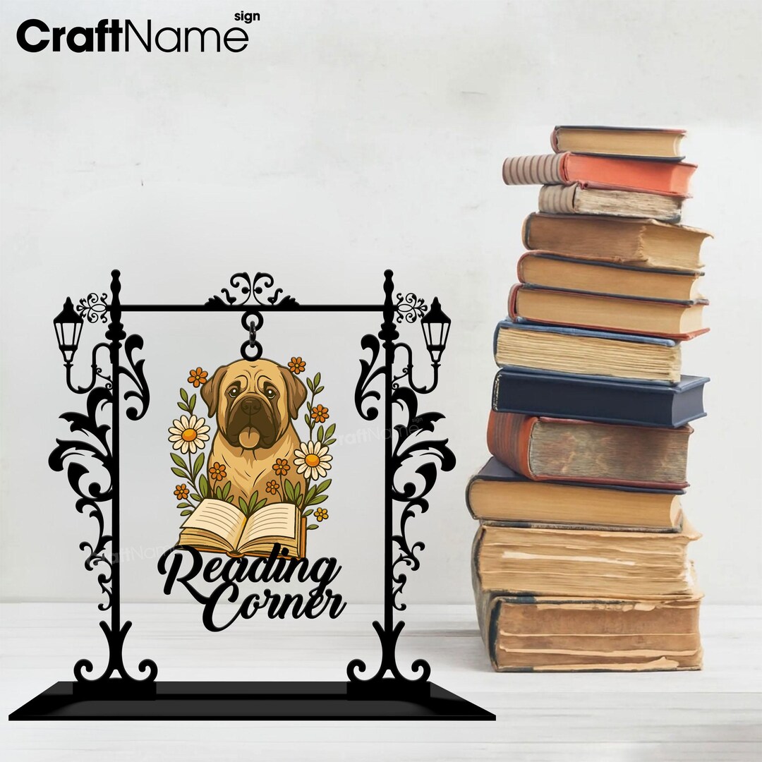 English Mastiff Signpost, Custom Metal Stand Desk Art for Reading ...