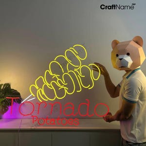 Tornado Potato Neon Light Sign, Twist Potato Led Light, Tornado Fries Wall Led Sign, Tornado Potato Restaurant Wall Decor, Fast Food Decor