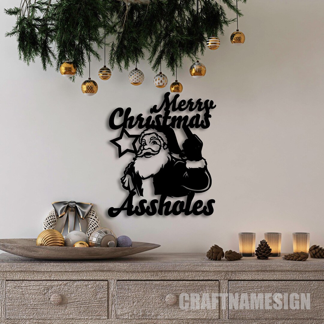 Merry Christmas With Santa Claus Metal Wall Art Led Light Etsy Canada