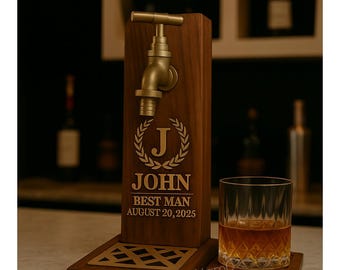 Personalized Engraving Wooden Whiskey Dispenser, Custom Name Bourbon Dispenser for Home Bar Pub Decor, Beverage Decanter, Groomsmen Gifts