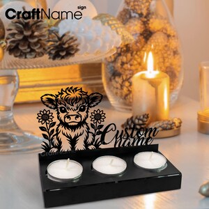 Custom Cow Metal Candle Holder, Bedroom Home Decor with Cow Candle Stand, Tea light Stand for Daughter, Rustic Highland Home Decor
