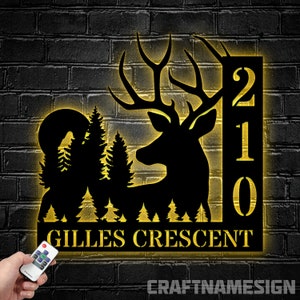 Custom Deer House Number Metal Address Sign, Custom House Number Metal ...