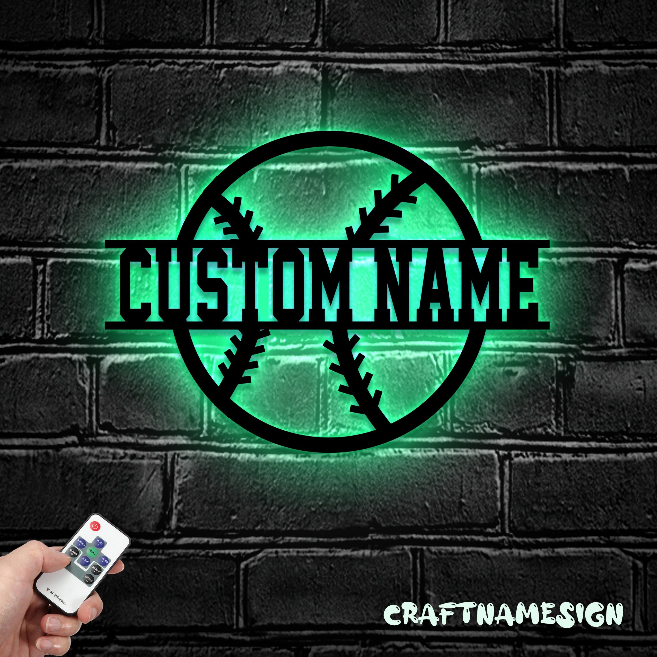 Custom Baseball Us Flag Metal Wall Art Led Light Personalized Softball ...