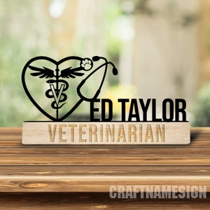Plaque signalétique de bureau vétérinaire en bois personnalisée, plaque signalétique en métal Vet Tech pour bureau, plaque signalétique de bureau, décor de bureau, plaque signalétique de bureau, cadeau de nouveau travail
