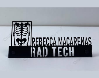 Custom X-Ray Rad Tech Wooden Desk Name Plate, X-Ray Doctor Surgery Metal Nameplate for desk, Desk Nameplate, Office Decor, New Job Gift